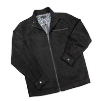 Mock suede fully lined jacket with zip front and side pocket : BLACK