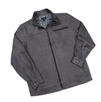 Mock suede fully lined jacket with zip front and side pocket: SILVER