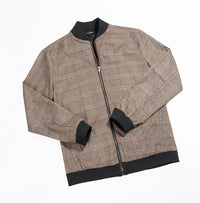 Check lined zip front jacket with side pockets: SAND