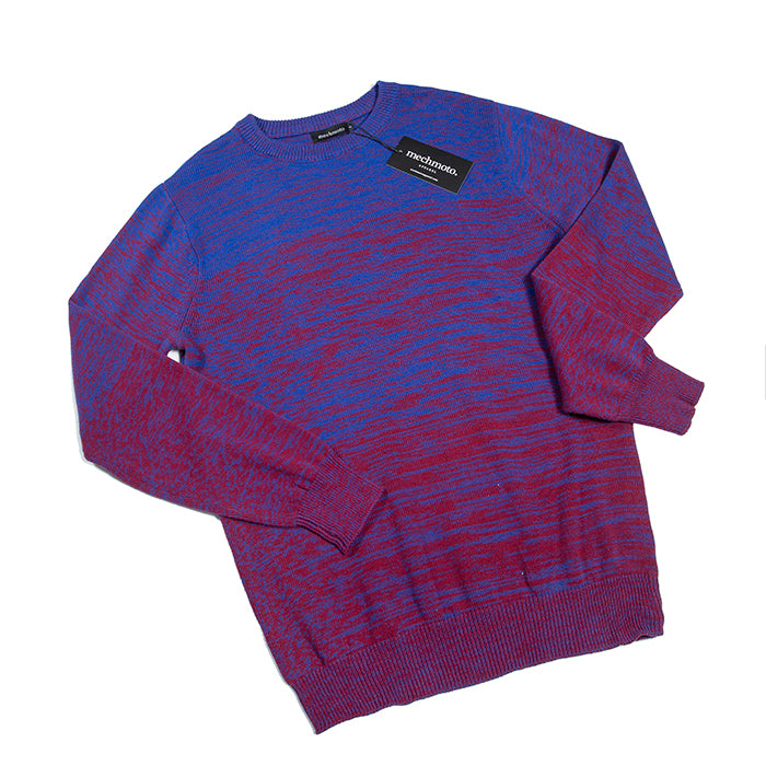 Cotton multi knit with crew neck : Electric blue