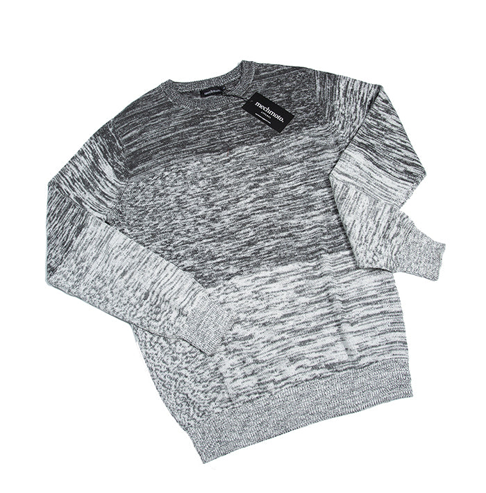 Cotton multi knit with crew neck : Charcoal