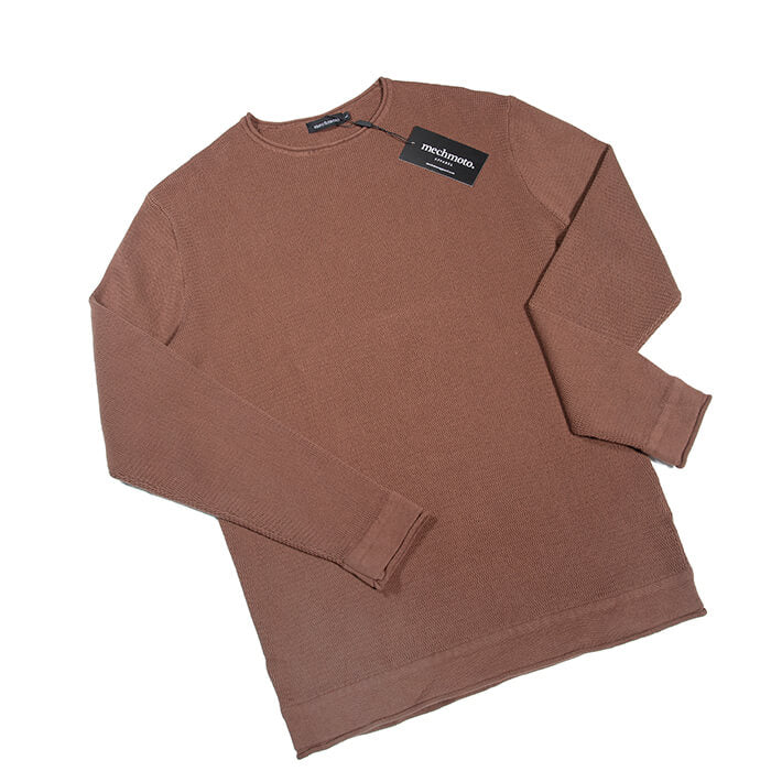 Cotton rolled crew neck in luxury cotton: Brown