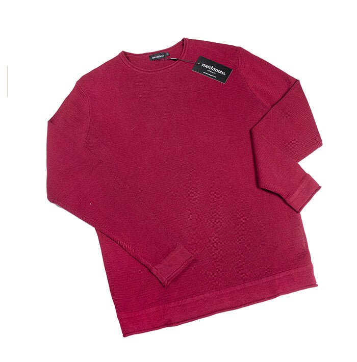 Cotton rolled crew neck in luxury cotton: Port