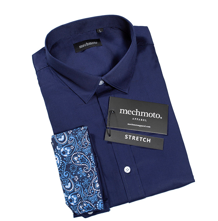 Sateeen shirt with contrast in cuffs and down button plaquet  : NAVY