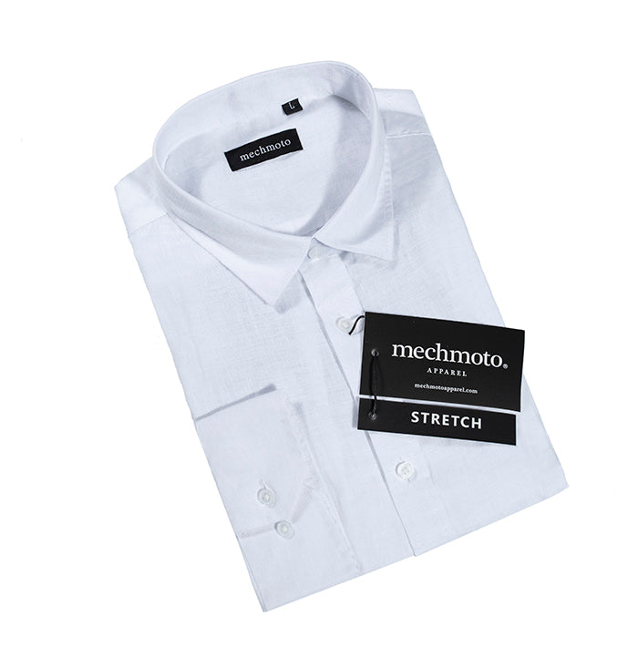 100% linen shirt with back dart detail : WHITE