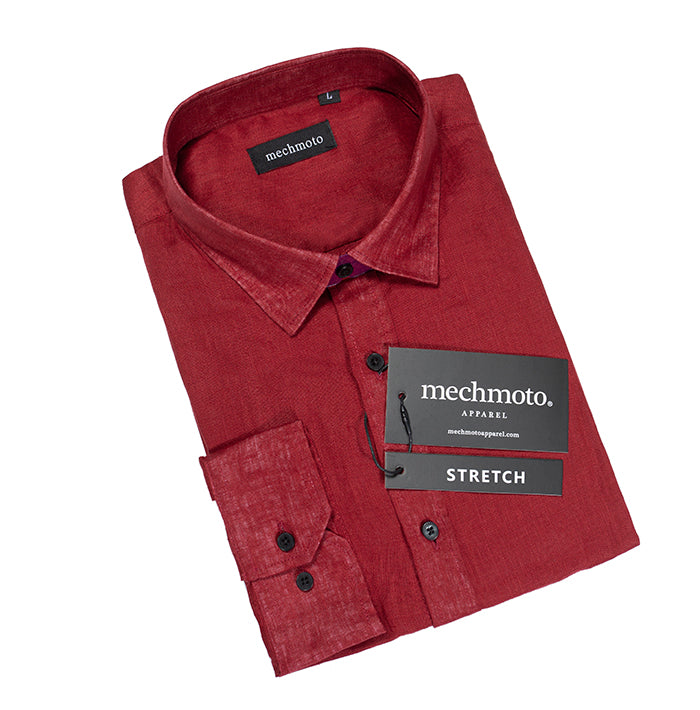 100% linen shirt with back dart detail : RUST