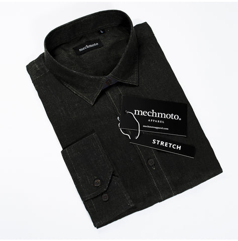 100% linen shirt with back dart detail : BLACK
