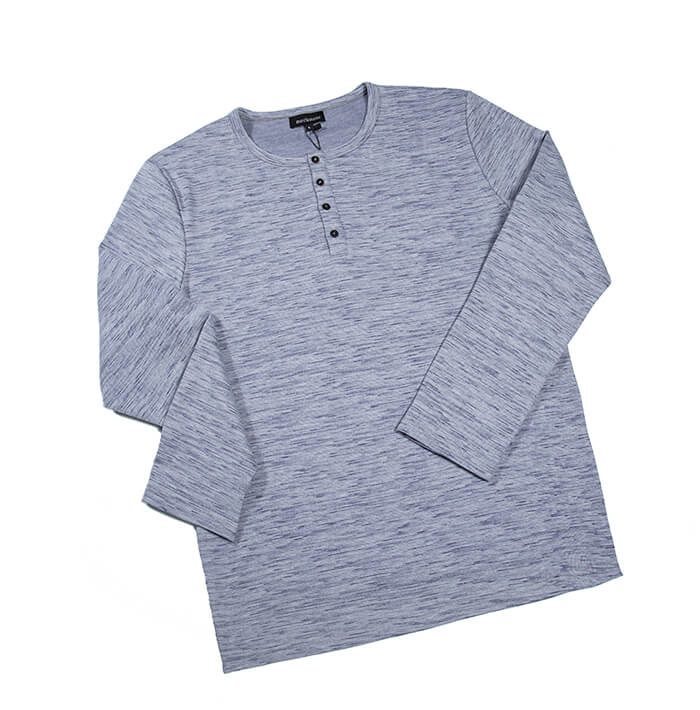 4 Button grandpa long sleeve top: BLUE