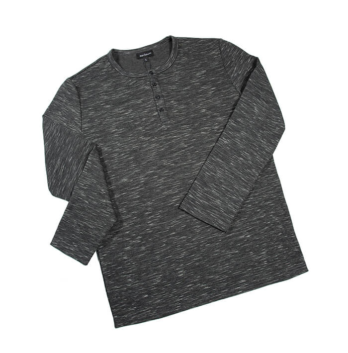 4 Button grandpa long sleeve top: CHARCOL